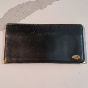 Dunhill Long Wallet Black Gold leather Mens Authentic